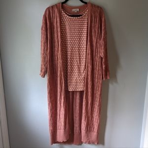 LOFT Dusty Rose Cardigan and Tank Set